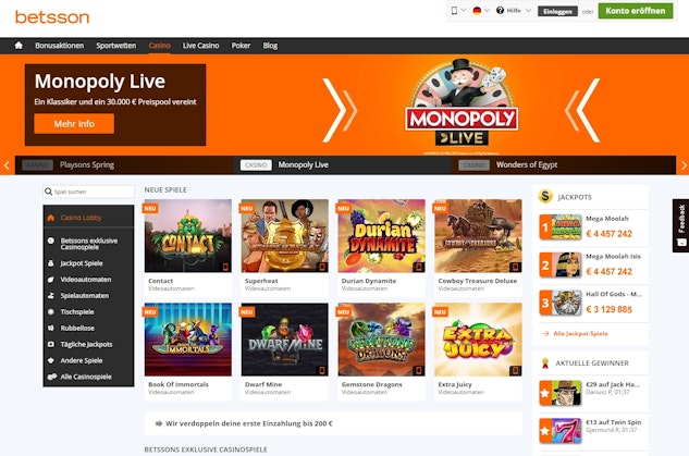 Betsson Casino Start
