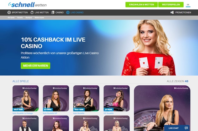Schnellwetten Live Casino