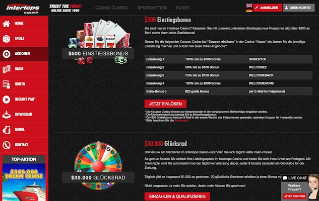 Intertops Casino Aktionen